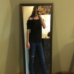 Black off the shoulder shirt
